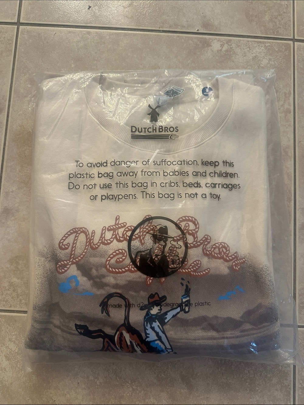 Dutch Bros crew neck sweatshirt with Rodeo Graphic